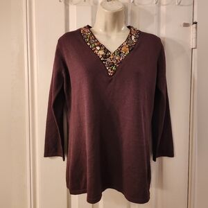 Vintage Beaded Silky Knit Sweater